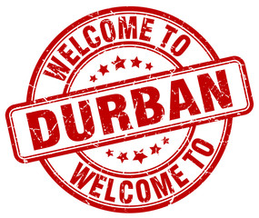welcome to Durban red round vintage stamp