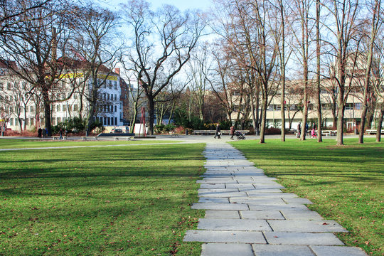 Small park in Turmstrasse (Moabit) in Berlin, Germany