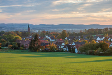 Fototapeta na wymiar Landscape of Low Saxony in village Steinbergen , Germany