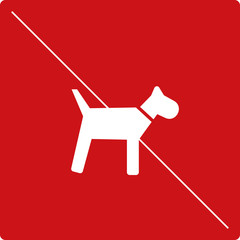 Vector pictogram no dogs, entry dog prohibited, sign white on red backround