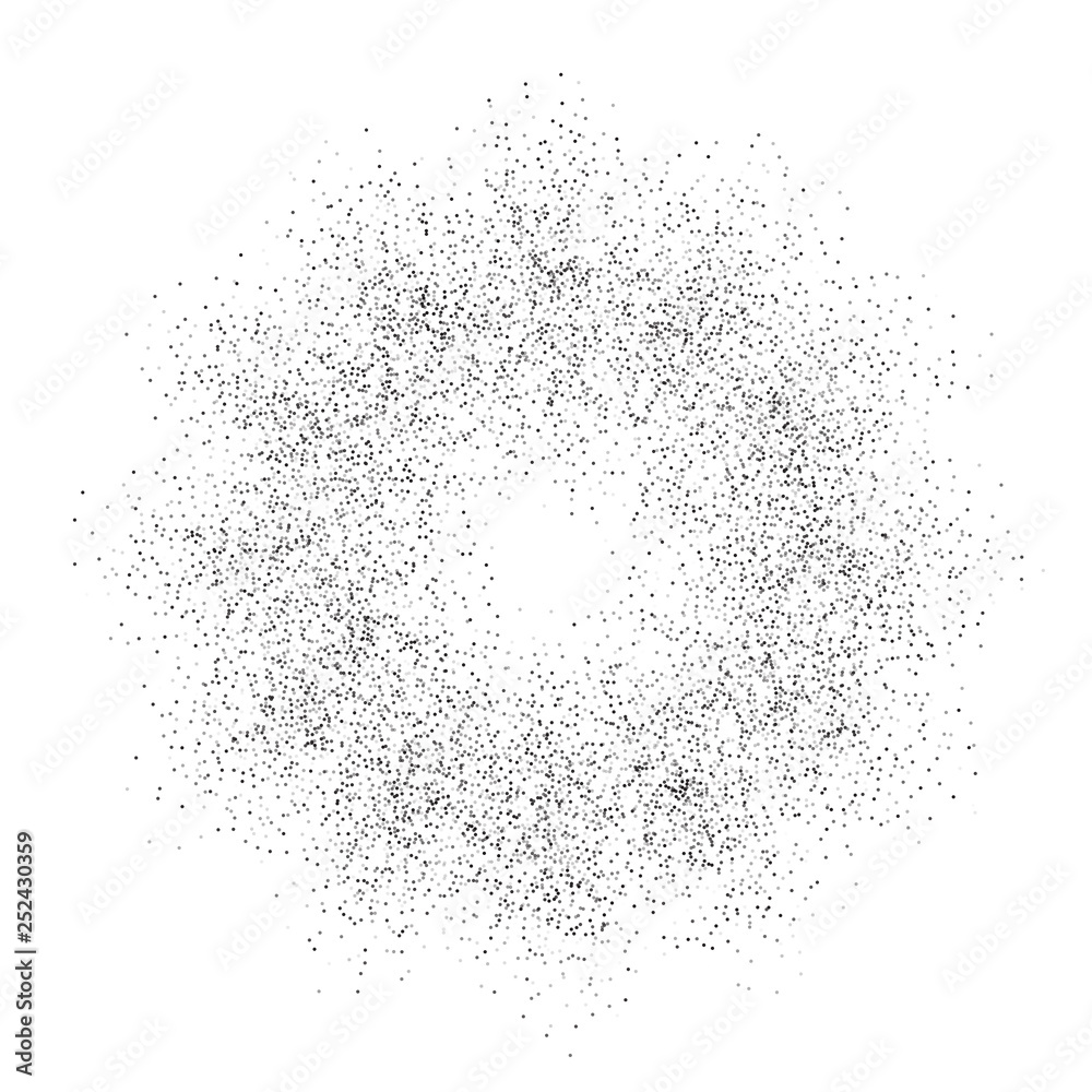 Wall mural digital burst pattern with multiple dots. explosion consist of black particles isolated on white bac