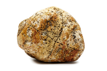 Stone. Natural round shaped stone washed with sea water, isolated on white background.