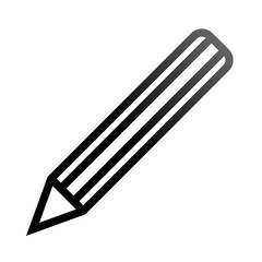 Pencil symbol icon - black gradient outline, isolated - vector