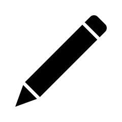 Pencil symbol icon - black simple, isolated - vector