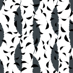 Feather Seamless Pattern. Vector Illustration.