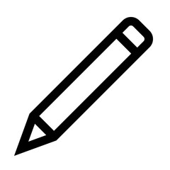 Pencil symbol icon - black simple outline, isolated - vector