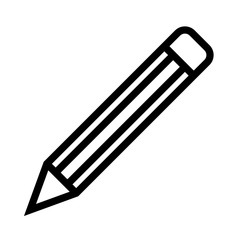 Pencil symbol icon - black simple outline, isolated - vector