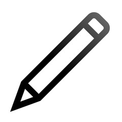 Pencil symbol icon - black gradient outline, isolated - vector