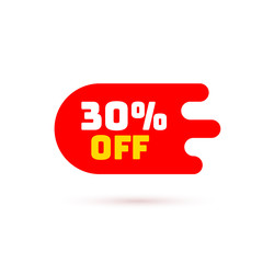 Tag with discount offer. Low cost icon. Promo icon in flat style. Vector promotion red label.