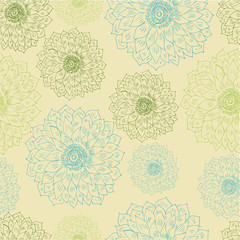 Beautiful pattern with flowers in retro style, for use in textile and printed form. Pattern for wallpaper. Retro floral seamless background