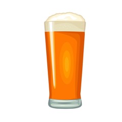 Glass with beer. Vector color flat icon. Isolated on white