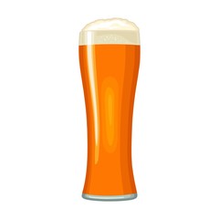 Glass with beer. Vector color flat icon. Isolated on white