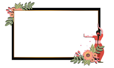 8 March International Women's Day with butterfly and leafs. Woman’s Day. Template for a poster, cards, banner. 8 March. - Vector