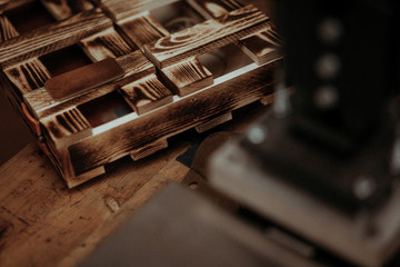 Making wooden boxes. Handmade concept. Clouse up