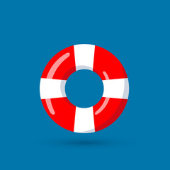 Life buoy isolated. Floating device for shipwreck survivals. Vector illustration in flat style.