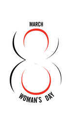 March 8 Happy womans day lettering with butterflies greeting card. Vector illustration EPS4- Vector