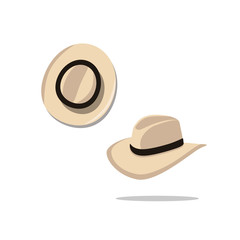 Set of beach hats in flat style. Isolated vector illustration. Objects for summer and travel concepts.