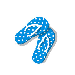 Blue beach flip-flops. Vector illustration in flat style.