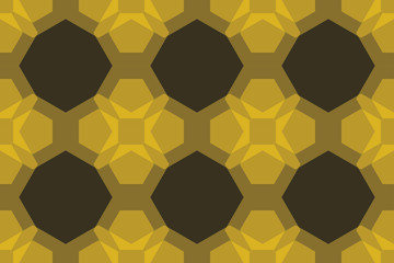 Seamless, abstract background pattern made with transparent geometric shapes in flower abstraction. Decorative, modern vector art in yellow and green colors.