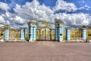 Gate to Catherine palace in Tsarskoe Selo (Pushkin), Saint Petersburg, Russia