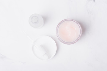 White glass containers for natural organic cosmetics