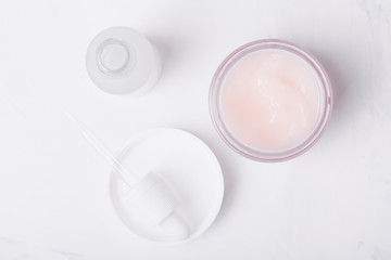 White glass containers for natural organic cosmetics