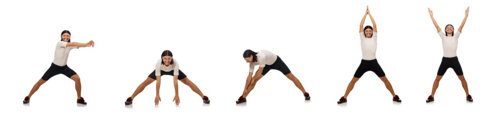 Obraz premium Young man doing sports isolated on the white