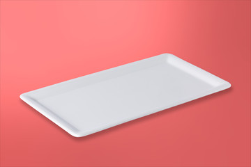 Empty white plate on gradient red rose background
