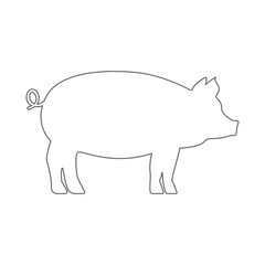 Pig silhouette. Outline. Vector.