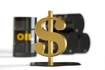 oil barrels with dollar symbol,3d render