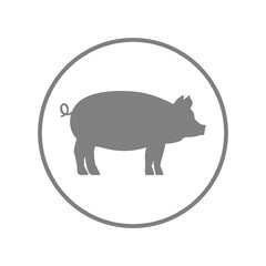 Pork symbol. Pig silhouette in circle. Vector icon.
