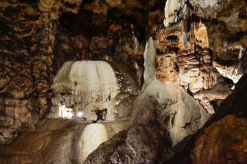 cave panorama huge limestone stalagmites