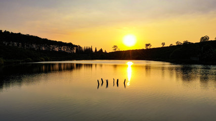 sunset over the lake