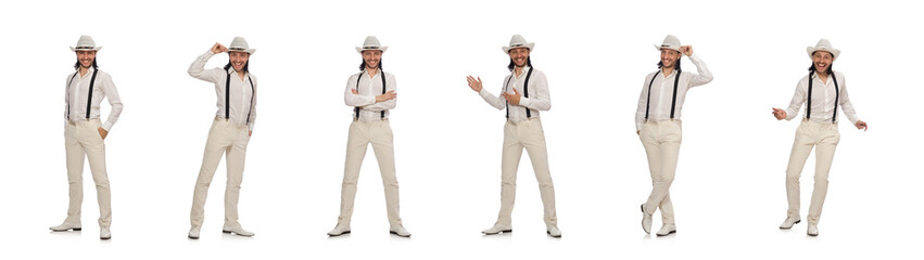 Man in funny concept isolated on white