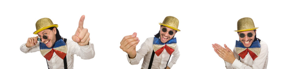 Man in funny concept isolated on white