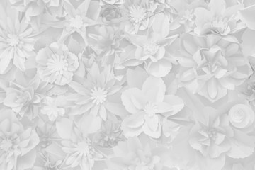 Beautiful white decoration artificial paper flowers background for backdrop.