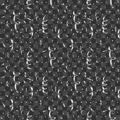 Exploding party popper with bright silver serpentine and confetti, seamless pattern on transparent