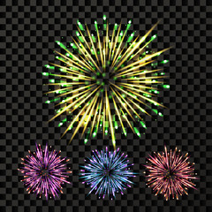 Firework Vector. Bright Pyrotechnic Petard Rocket. Isolated On Transparent Background Realistic Illustration