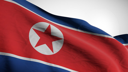 3D illustration of the North Korea flag waving