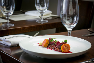 Table with food and wine