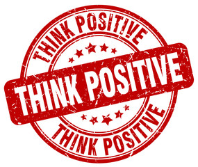 think positive red grunge round vintage rubber stamp