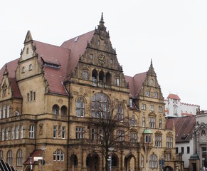 Fototapeta na wymiar old town Bielefeld,Rathaus Bielefeld,church, architecture, prague, cathedral, building, tower, city, europe, old, town, landmark, gothic, medieval, travel, religion, czech, castle, germany, 