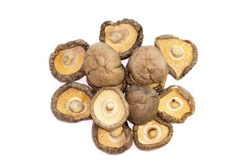 Image of Dried shiitake mushrooms isolated on white background. Food.
