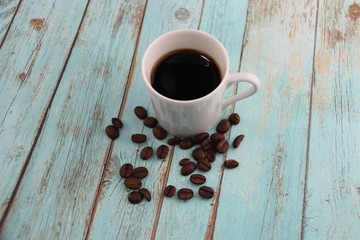 Tasse et grains de café