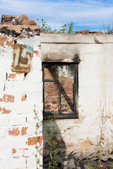 Walls of the burnt abandoned house.