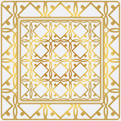 Geometric Pattern With Hand-Drawing Ornament. Illustration. Design For Prints, Textile, Decor, Fabric. Super Vector Pattern. Gold color