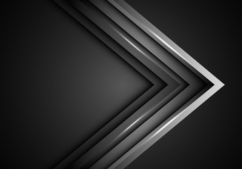 Abstract grey metal arrow direction on dark blank space design modern luxury futuristic background vector illustration.