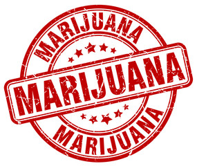 marijuana red grunge round vintage rubber stamp