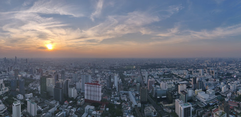 Top level city overview cityscape sunset skyline