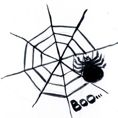 spider web spider background. Halloween. watercolor